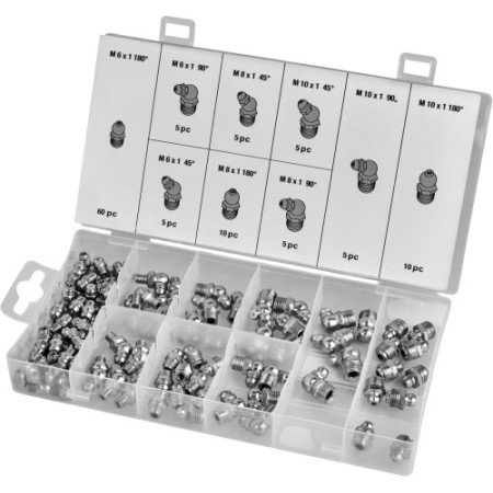 Graisseurs et raccords de graissage 110 pièces M6/M8/M10 KD10507