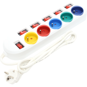 Rallonge électrique 1,5 m, 5 prises, blanche KD4000