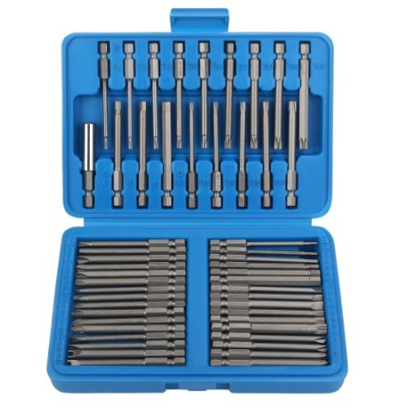 Jeu d'embouts de vissage longs pour tournevis de 75 mm + étui de 50 pièces KD11865