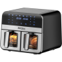 Friteuse à air chaud 9L 2500W Deux chambres 4,5L + écran LCD KD4179