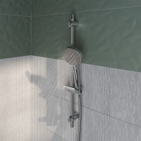 Pommeau de douche avec flexible et barre de douche 3 jets