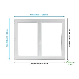 Fenêtre oscillo-battant PVC H.145xl.120cm 2 vantaux blanc